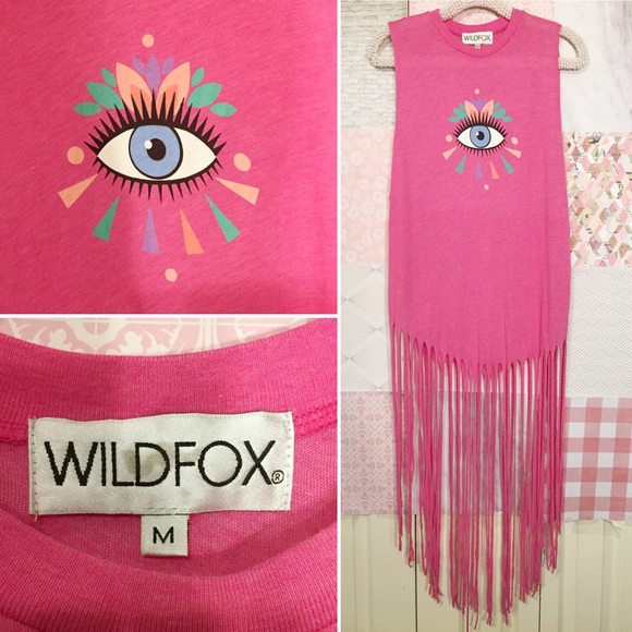 Wildfox | Third Eye Long Fringe Pink Tank Top - Picture 2 of 8